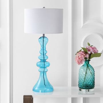 Madeline 35" Curved Glass LED Table Lamp - JONATHAN Y